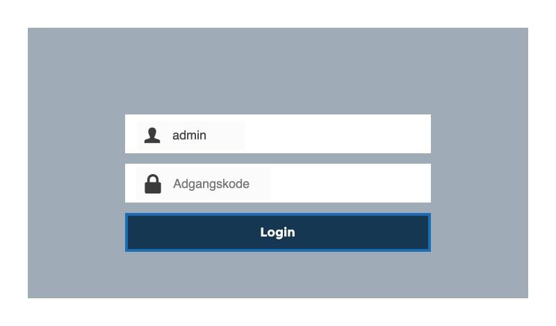 Billedet viser routerens loginside. Her ses "User" feltet, hvor du skriver "admin" og "Password" feltet, hvor du skriver routerens admin password.