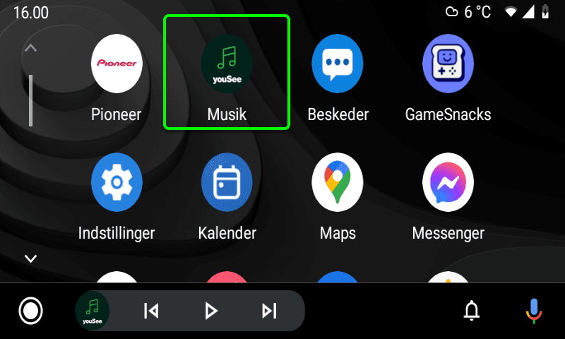 Find YouSee Musik på skærmen i din bil